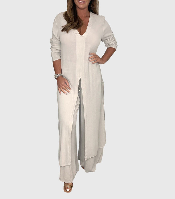 Noemi | Open-Front Cardigan & Wide-Leg Trouser Set