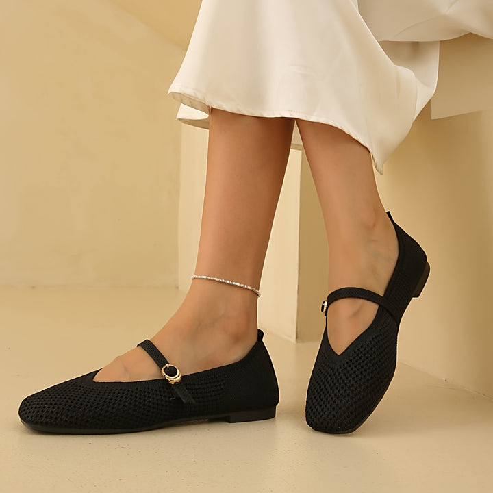Clara | Women's Strappy Square Toe Ballet Flats