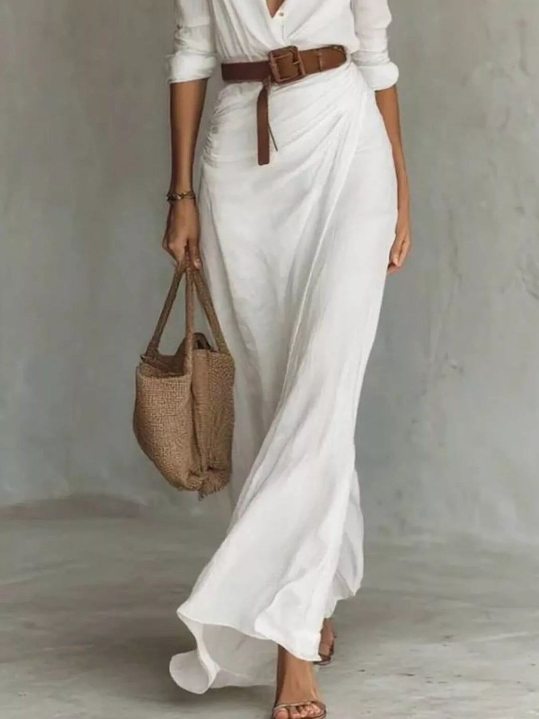 Eleanor | Women’s Belted Long-Sleeve Maxi Dress