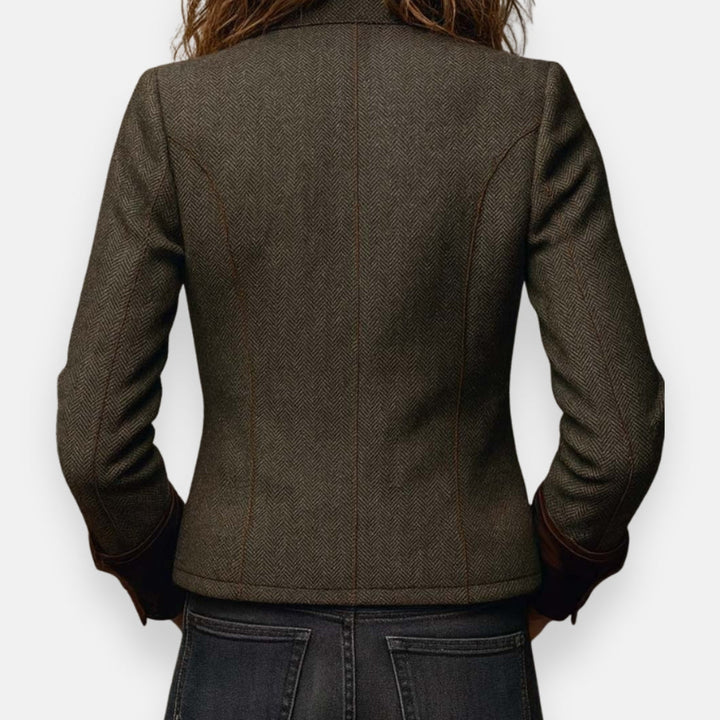 Evelina | Women’s Double-Breasted Herringbone Tweed Blazer
