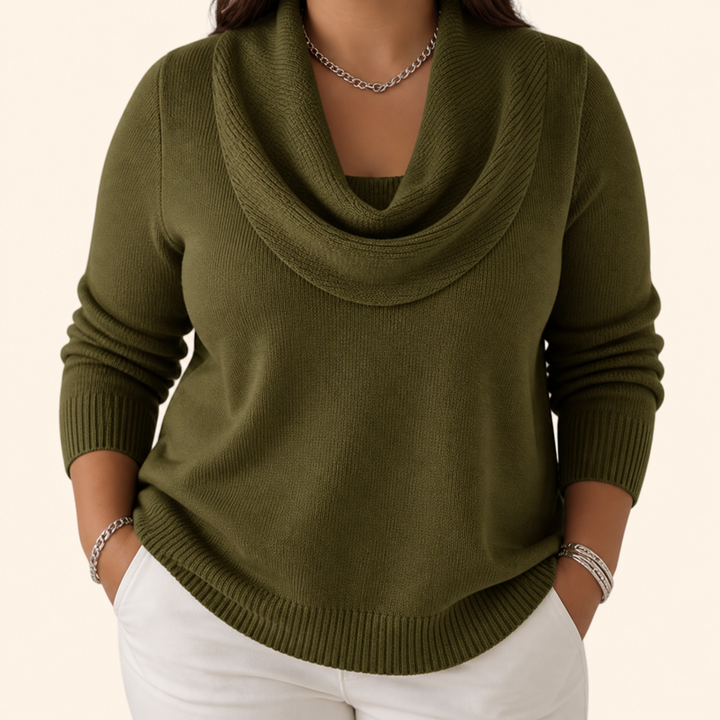 Ismay | Women's Cowl Neck Sweater with Ribbed Hem