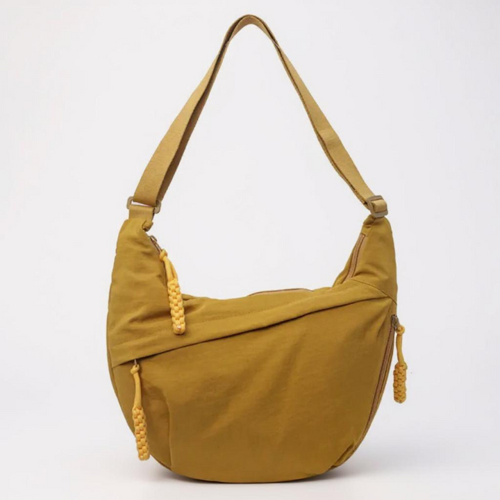 Luce | Ochre Crescent Shoulder Bag with Adjustable Strap