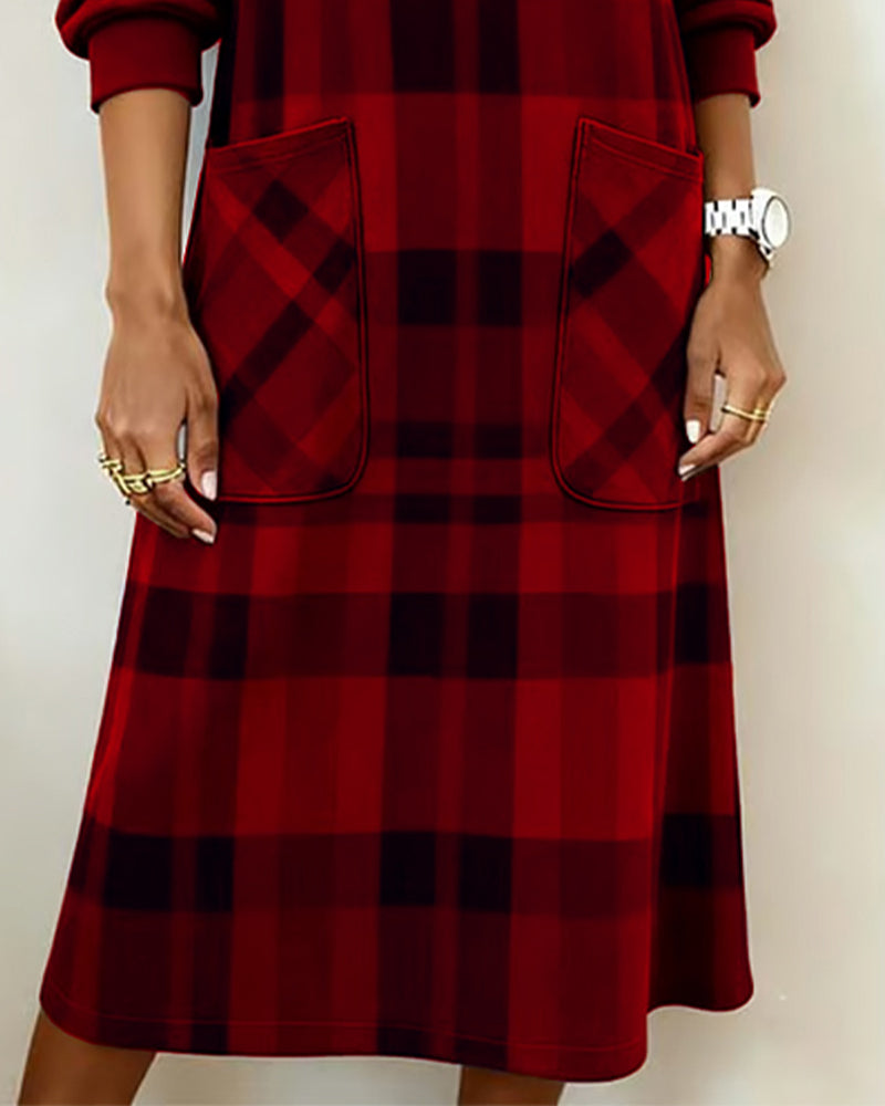 Fleur | Women's Plaid Shift Dress with Pockets