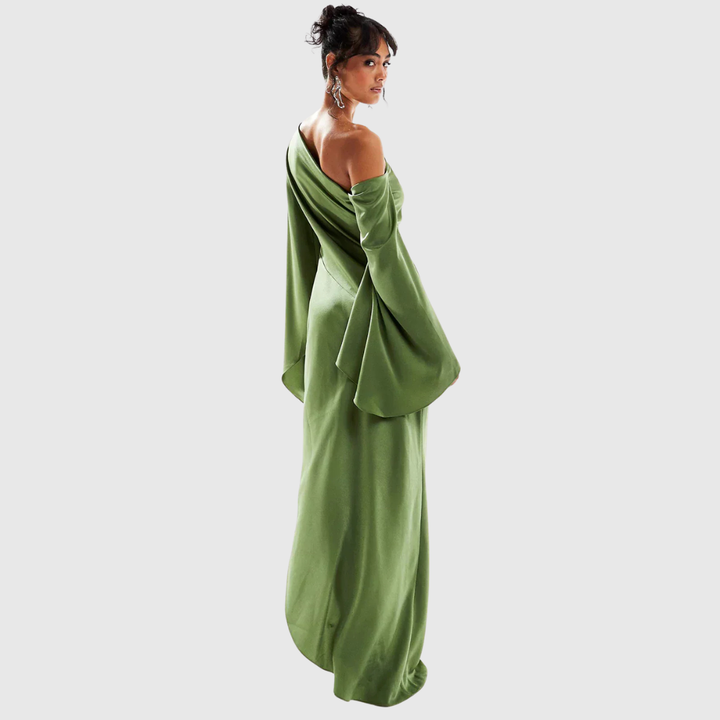 Delphine | One-Shoulder Satin-Finish Maxi Dress