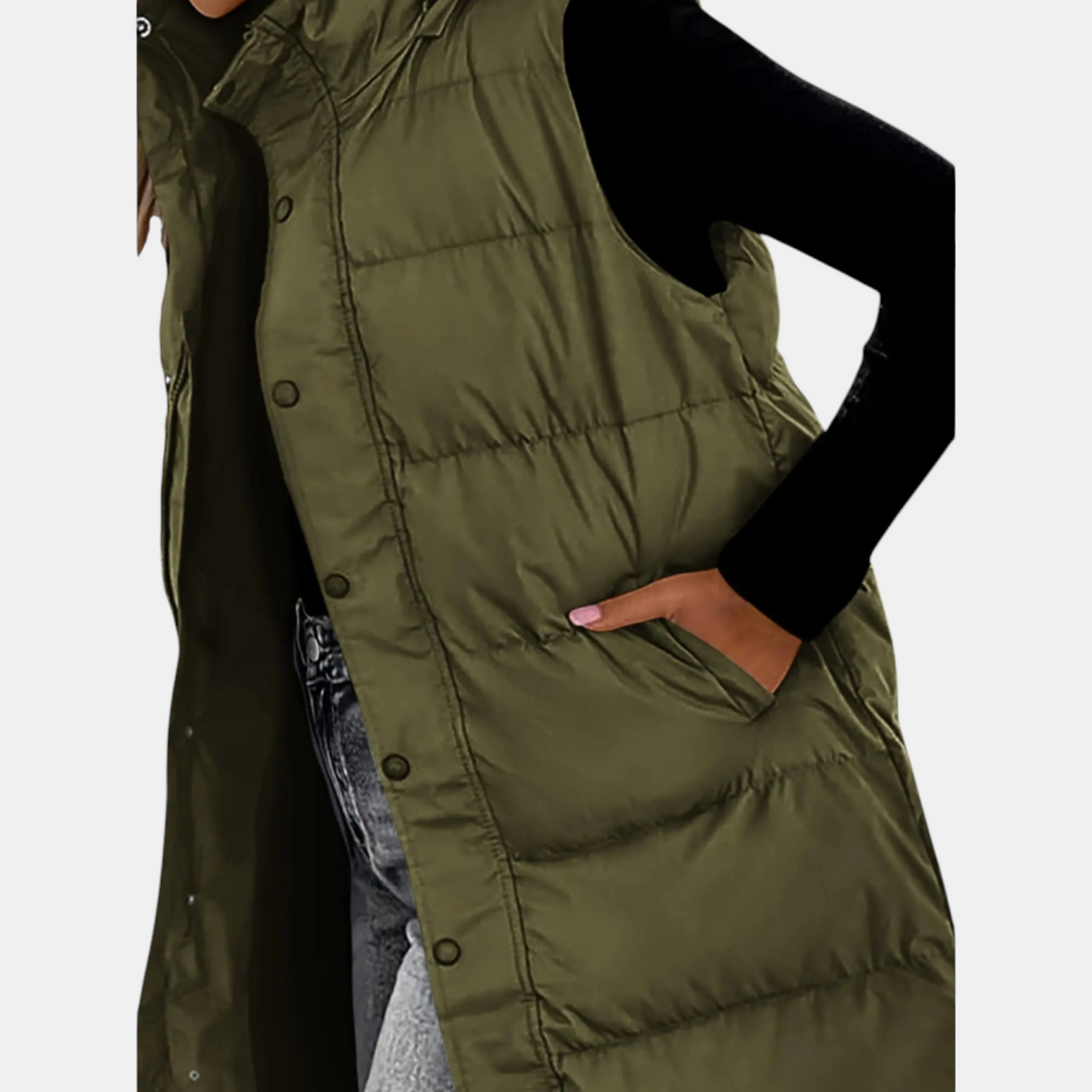 Charlotte | Women's Long Hooded Puffer GiletCharlotte | Women's Long Hooded Puffer Gilet