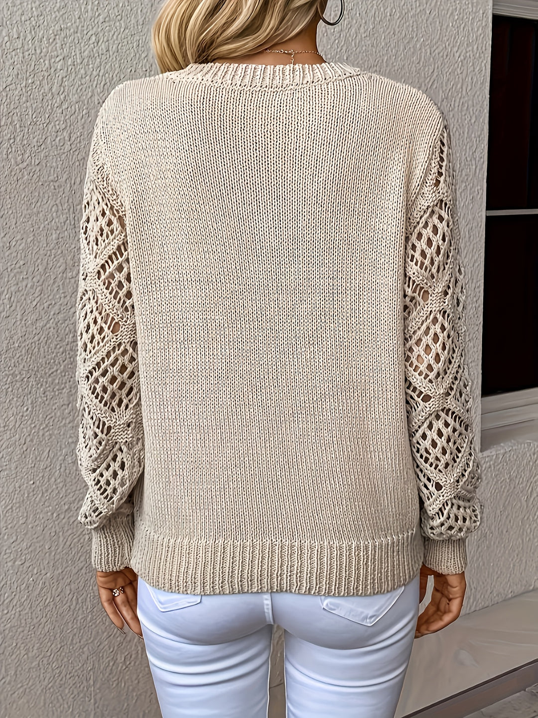Sophie | Women's V-Neck Openwork Knit Jumper