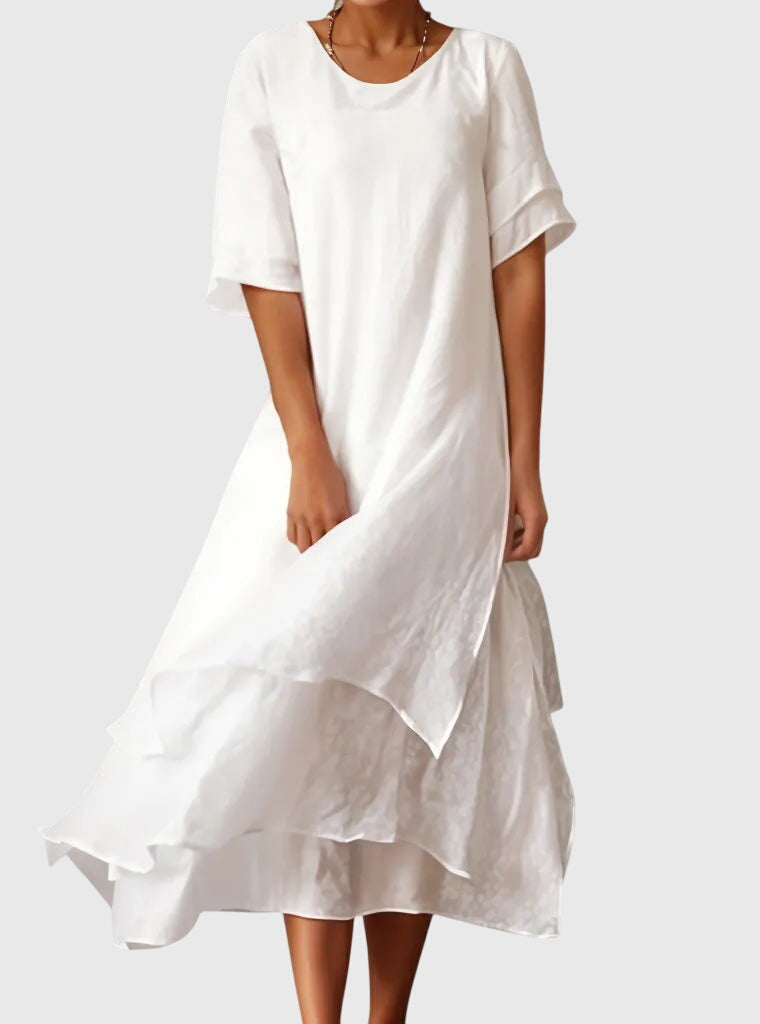 Roselle | Layered Asymmetrical Midi Dress