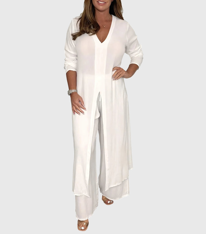 Noemi | Open-Front Cardigan & Wide-Leg Trouser Set