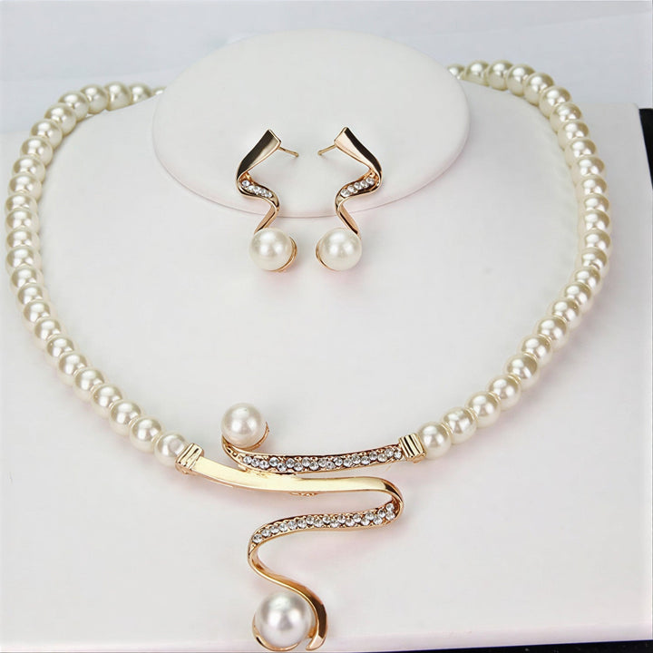 Seraphina | Elegant Wave Pearl Jewellery Set