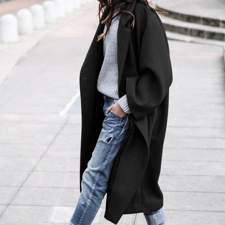 Ondine | Women's Long Single-Breasted Coat with Pockets