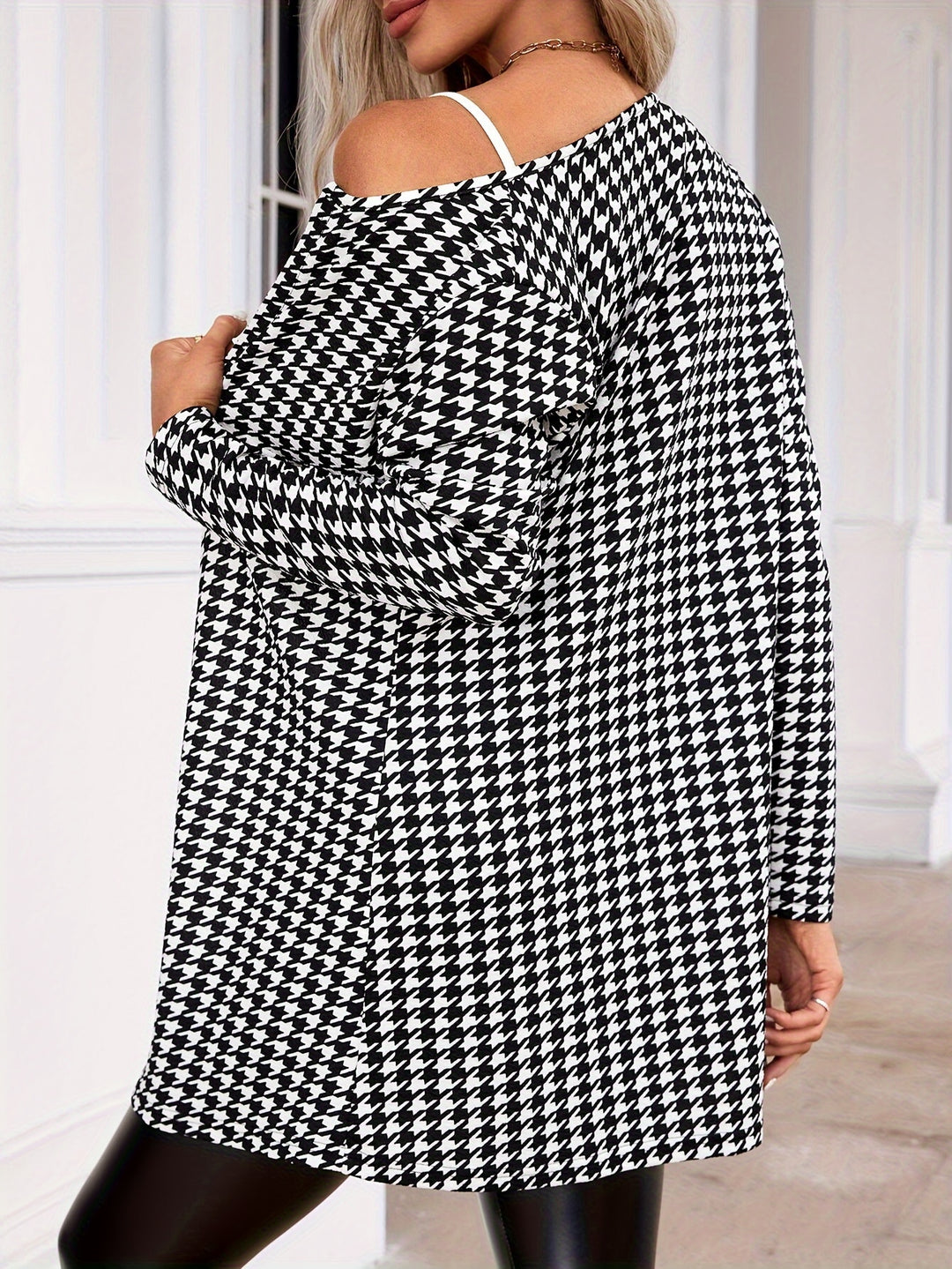 Celine | Houndstooth Open-Front Jacket