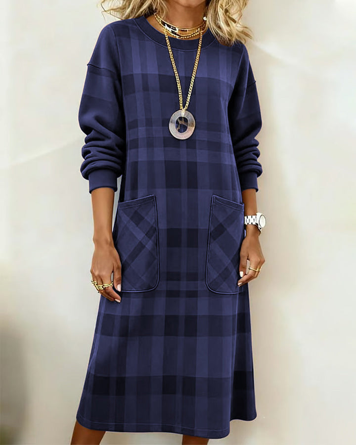 Fleur | Women's Plaid Shift Dress with Pockets