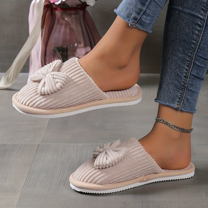 Elina | Bow-Detail Slip-On House Slippers