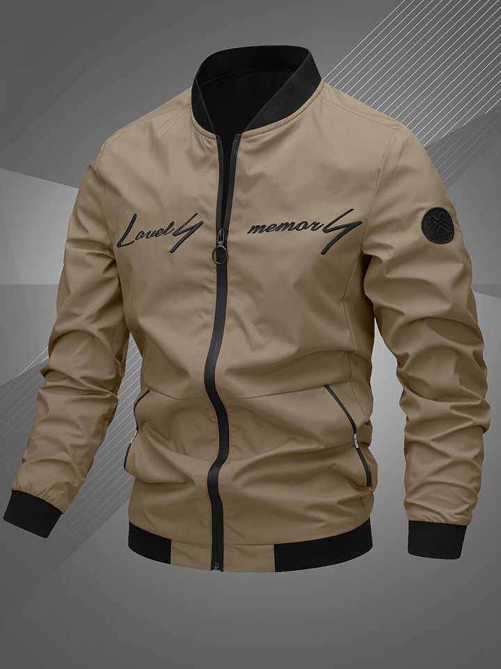 Elliot | Men’s Zip Bomber Jacket with Embroidered Detail