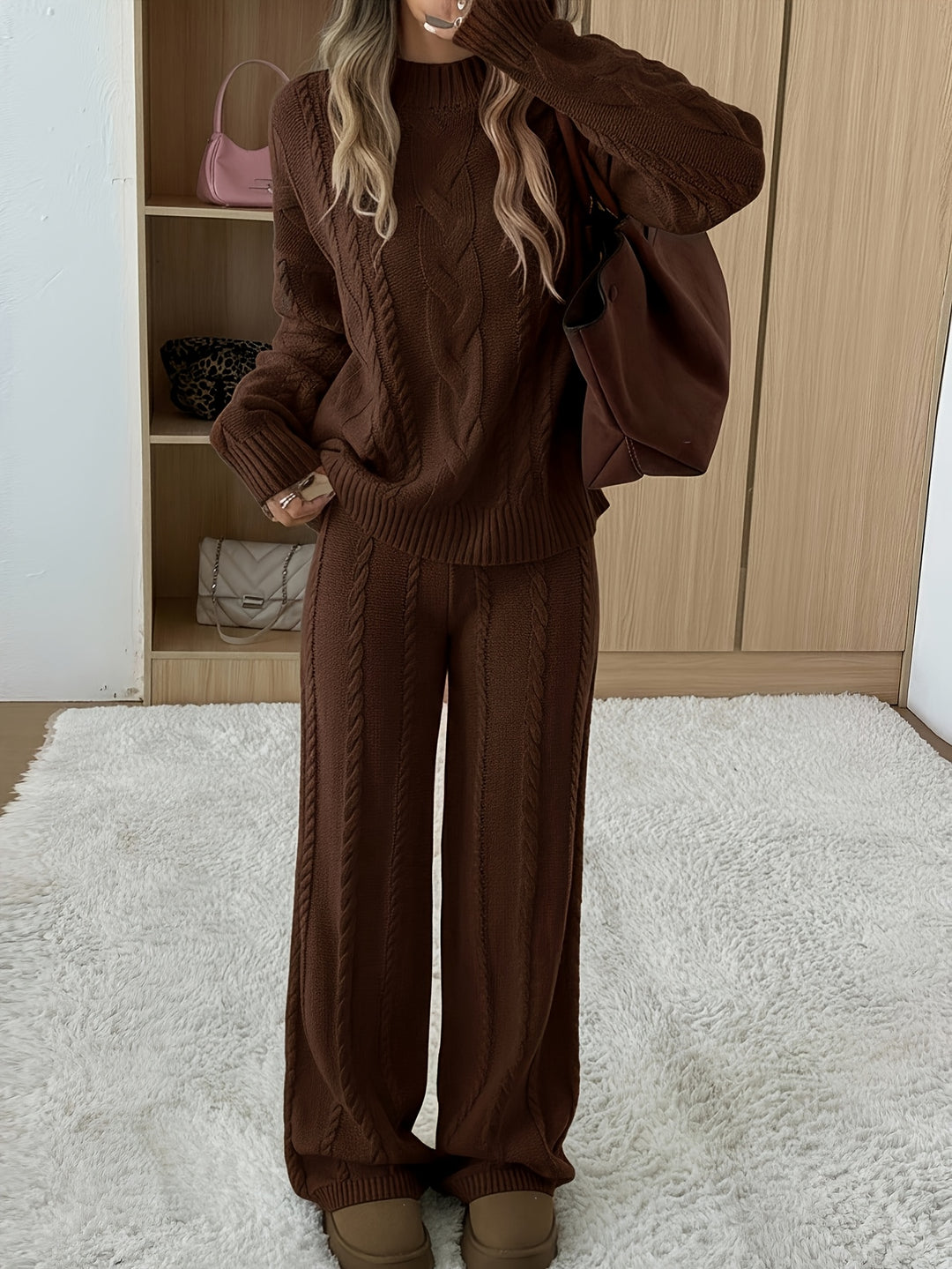 Celine | Cable Knit Two-Piece Trouser Set