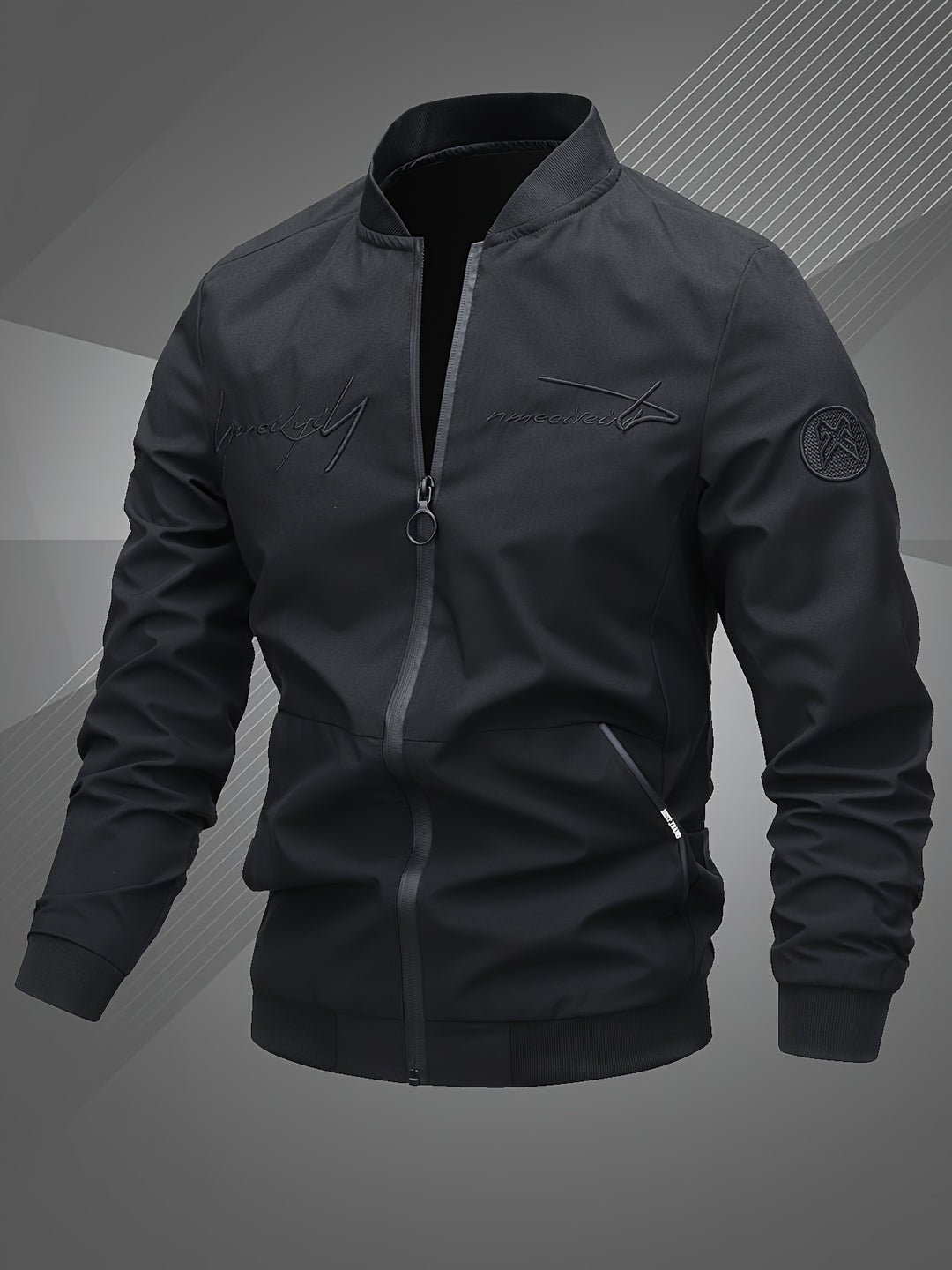 Elliot | Men’s Zip Bomber Jacket with Embroidered Detail