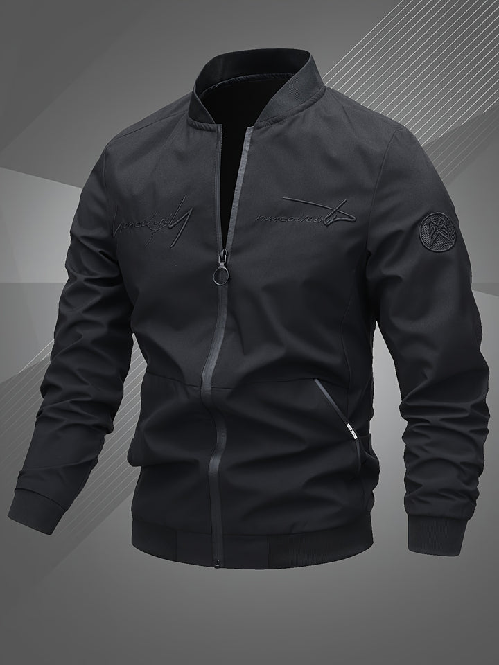 Elliot | Men’s Zip Bomber Jacket with Embroidered Detail