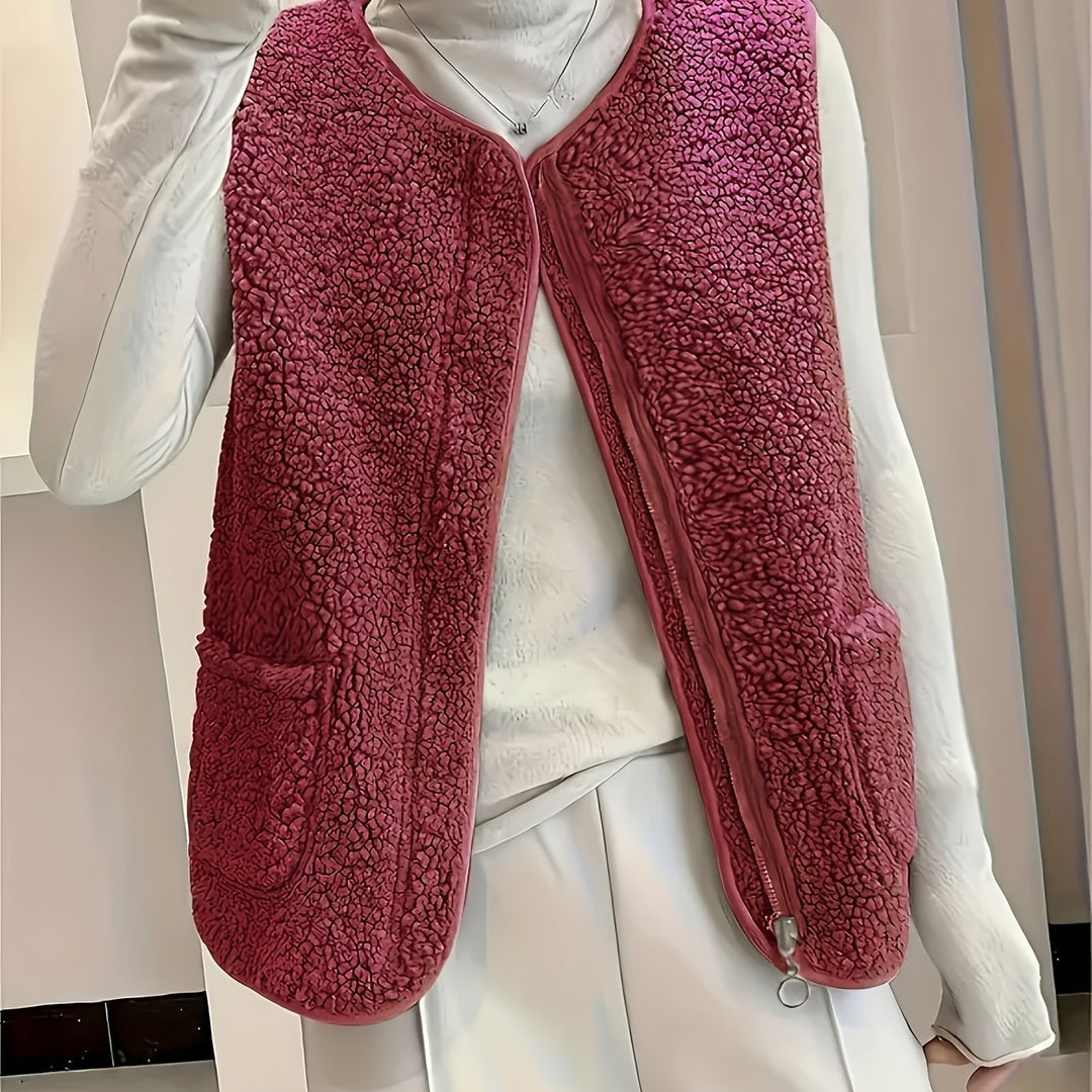 Elara | Women's Plush Zip-Up Vest