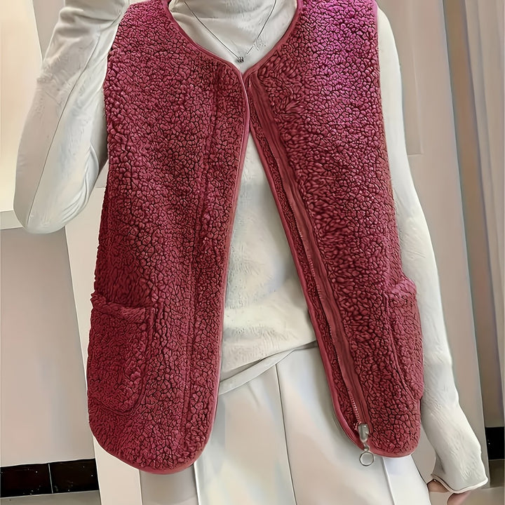 Elara | Women's Plush Zip-Up Vest