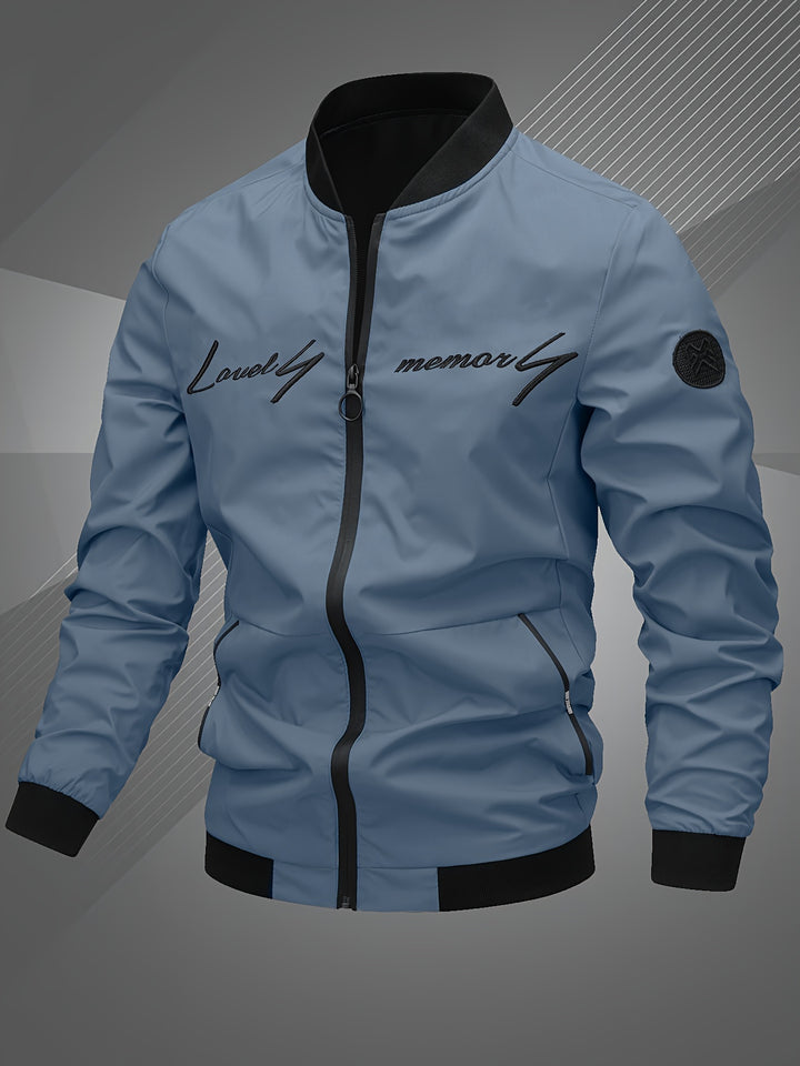 Elliot | Men’s Zip Bomber Jacket with Embroidered Detail