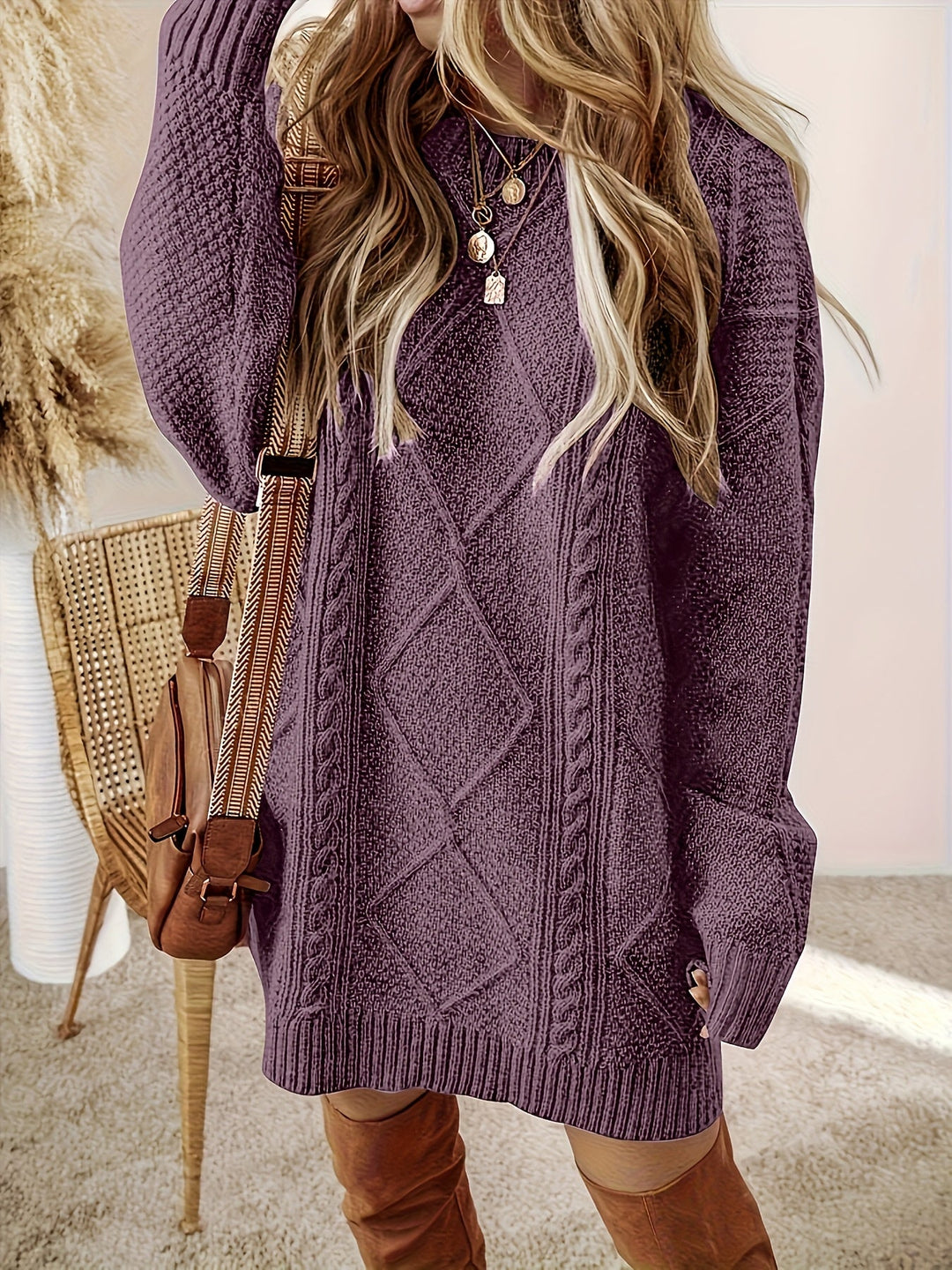 Clarissa | Women's Cable-Knit Sweater Dress