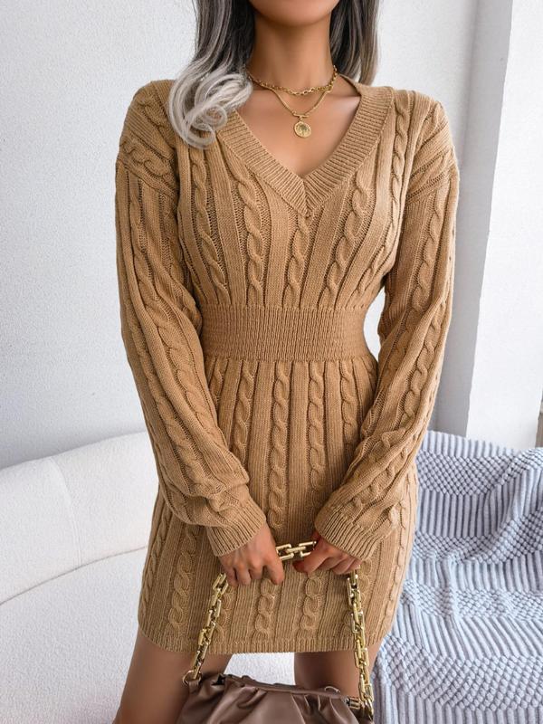 Rosie | Women's V-Neck Cable Knit Mini Dress