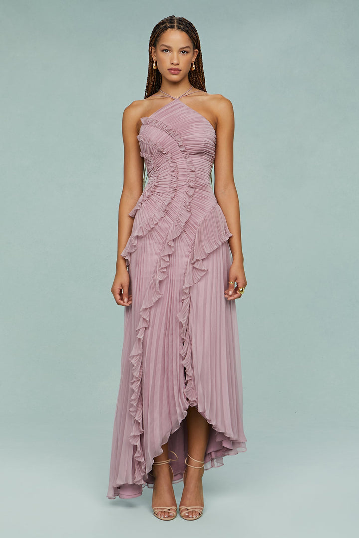 Estelle | Women's Halter Neck Pleated Maxi Dress