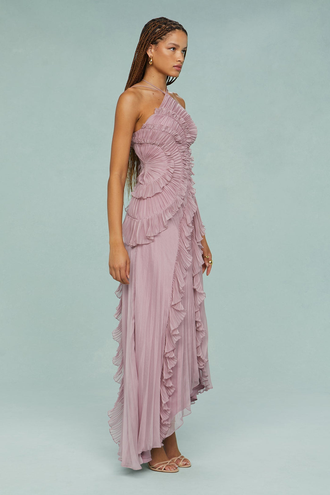 Estelle | Women's Halter Neck Pleated Maxi Dress