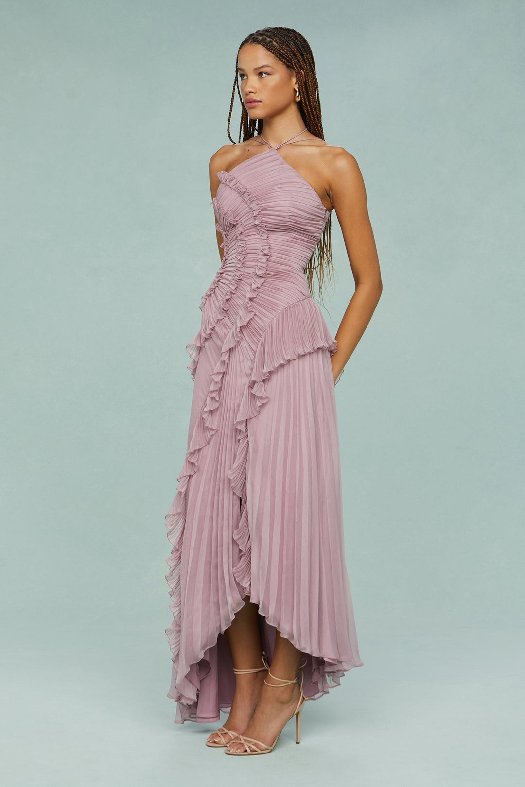 Estelle | Women's Halter Neck Pleated Maxi Dress