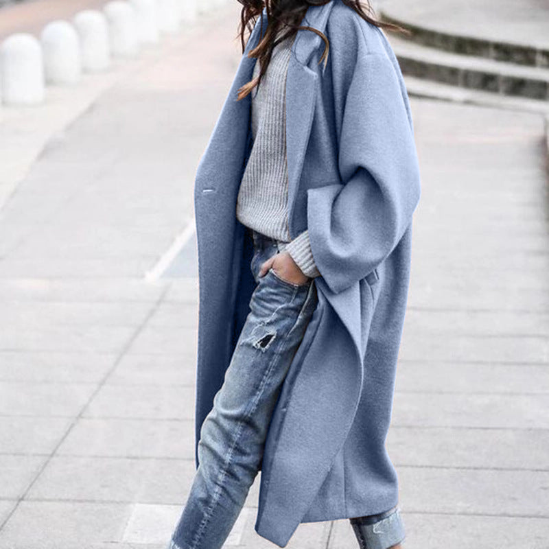 Ondine | Women's Long Single-Breasted Coat with Pockets