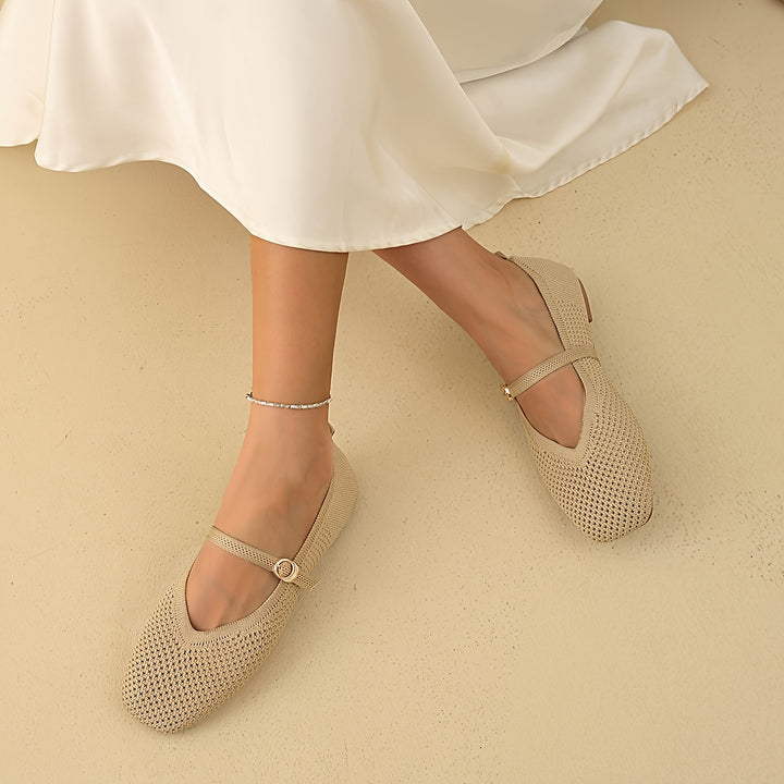 Clara | Women's Strappy Square Toe Ballet Flats
