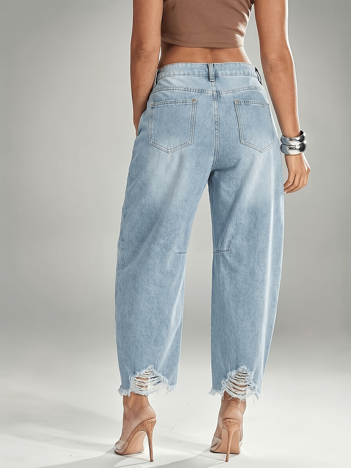 Sophie | Women's Distressed Straight-Leg Cropped Jeans