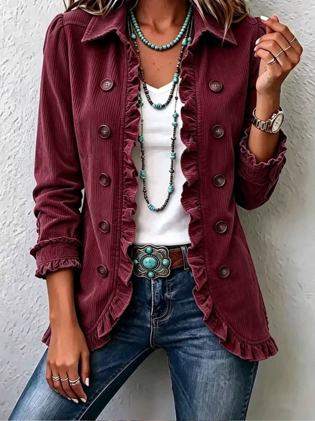Damaris | Women's Ruffle-Trim Button-Front Knit Cardigan