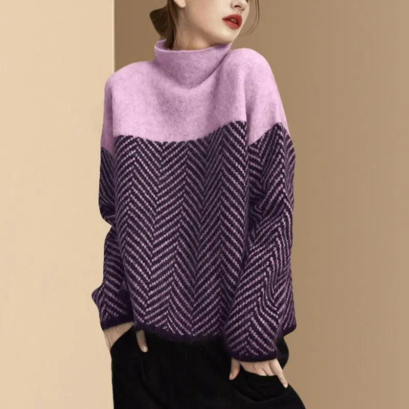 Elara | High-Neck Patterned Jumper