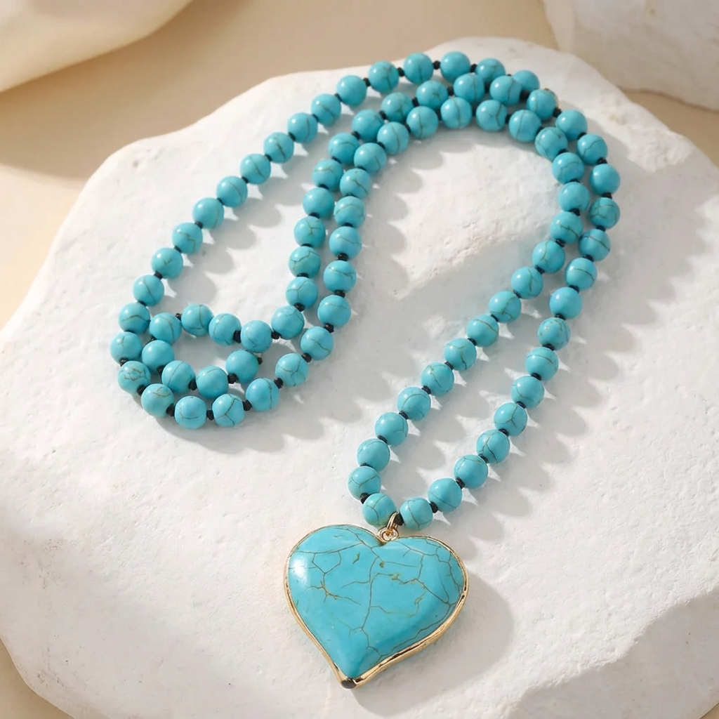 Marina | Turquoise Heart Beaded Necklace