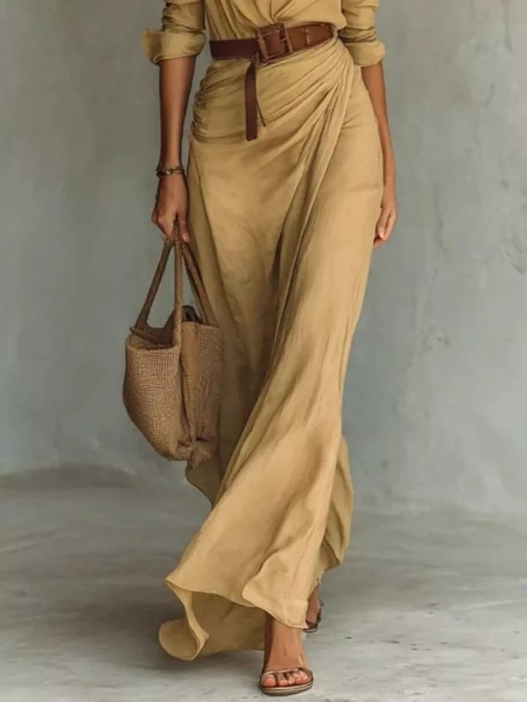 Eleanor | Women’s Belted Long-Sleeve Maxi Dress