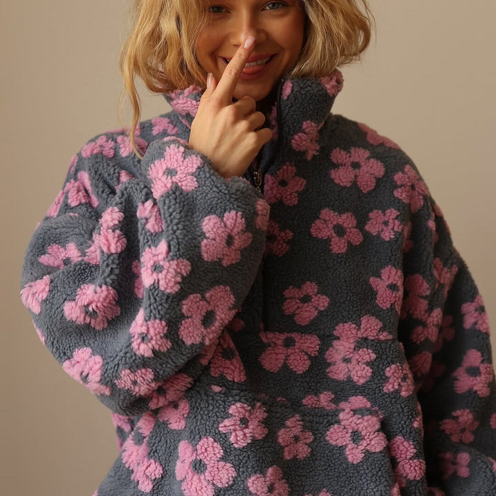 Jessie | Women’s Sweater Floral Quarter Zip