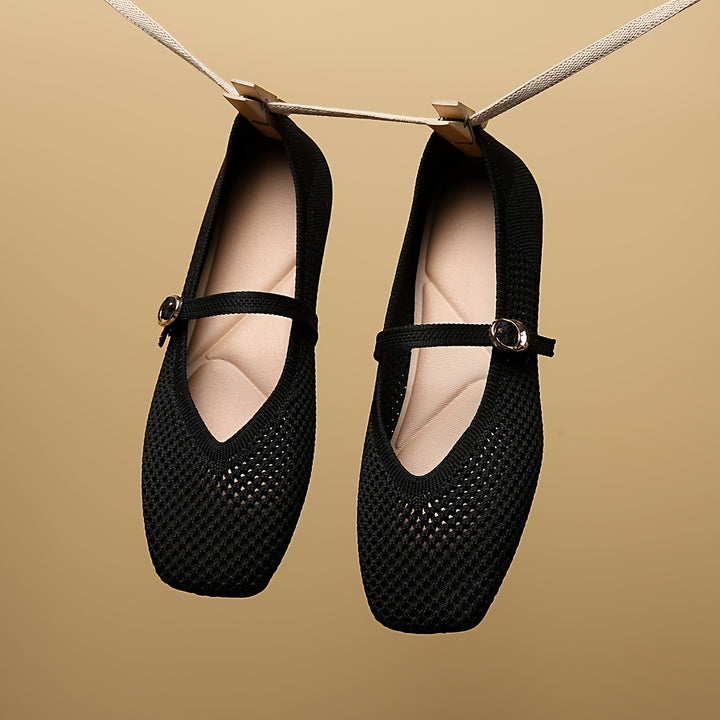 Clara | Women's Strappy Square Toe Ballet Flats