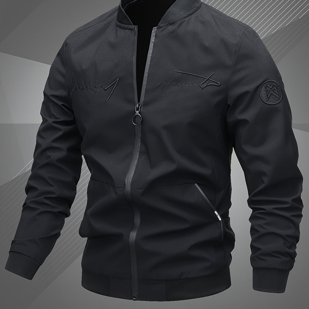 Elliot | Men’s Zip Bomber Jacket with Embroidered Detail