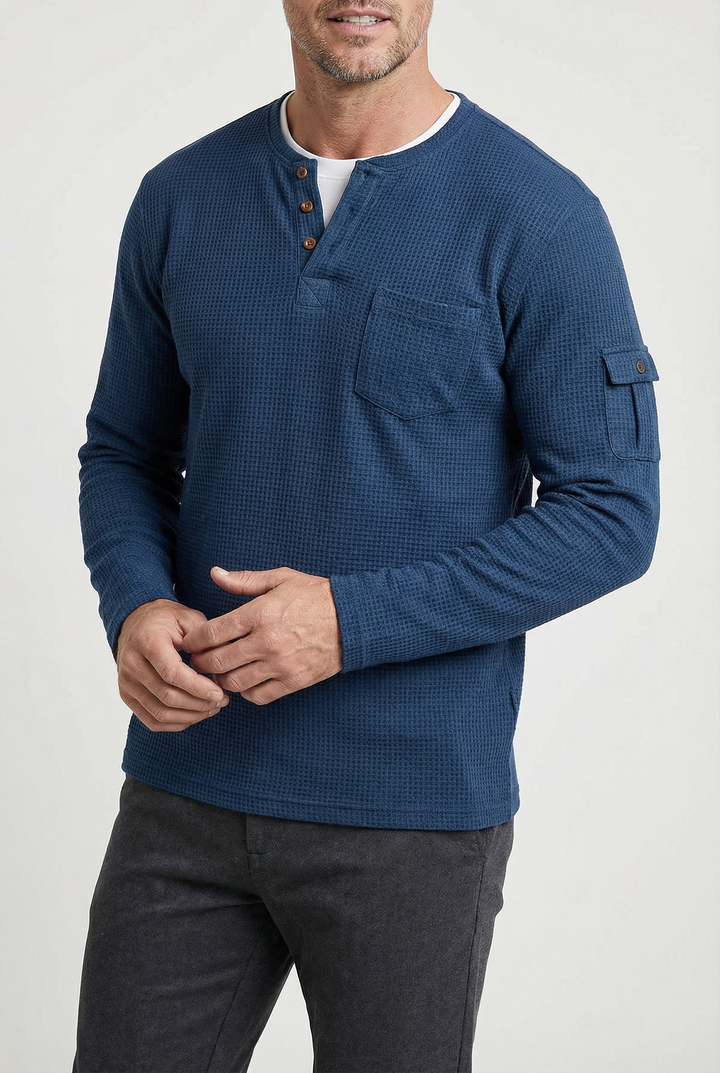 Graham | Men’s Textured Long-Sleeve Henley Top