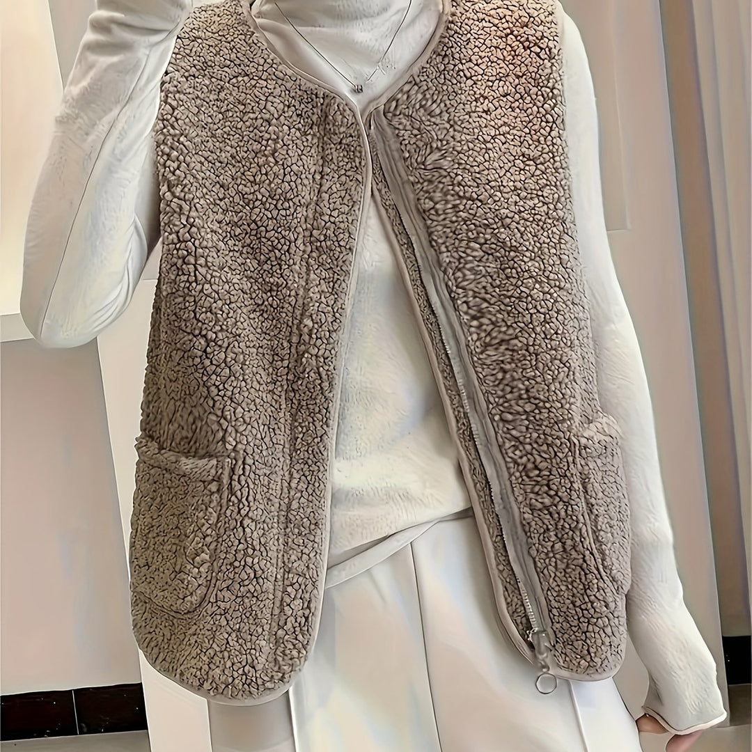 Elara | Women's Plush Zip-Up Vest
