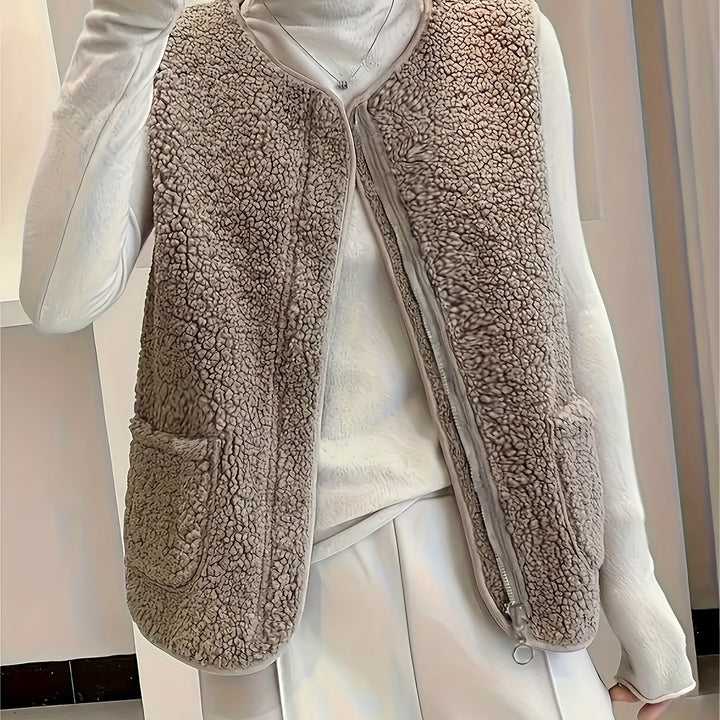 Elara | Women's Plush Zip-Up Vest