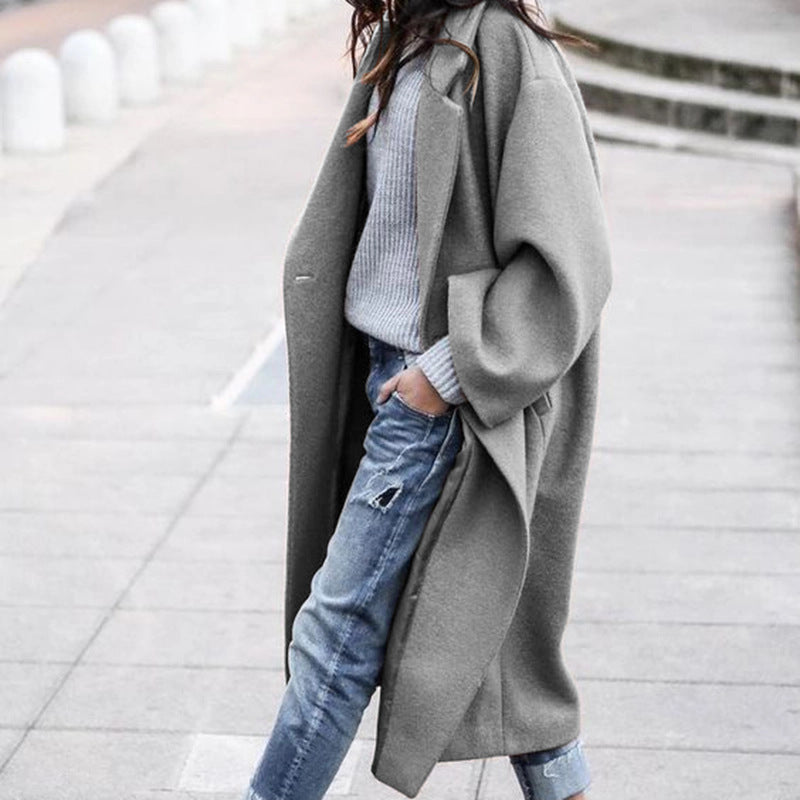 Ondine | Women's Long Single-Breasted Coat with Pockets