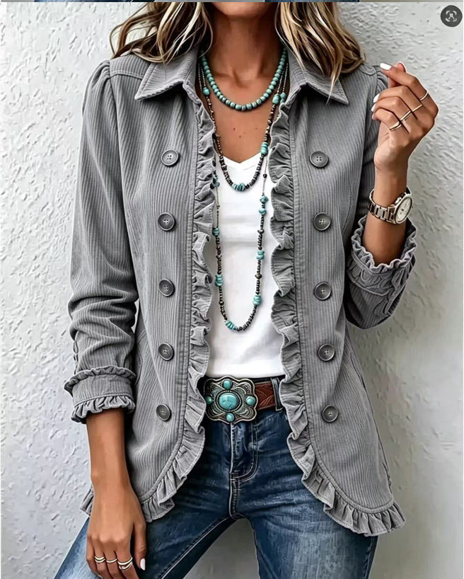 Damaris | Women's Ruffle-Trim Button-Front Knit Cardigan