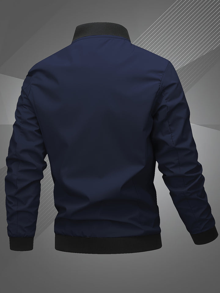 Elliot | Men’s Zip Bomber Jacket with Embroidered Detail