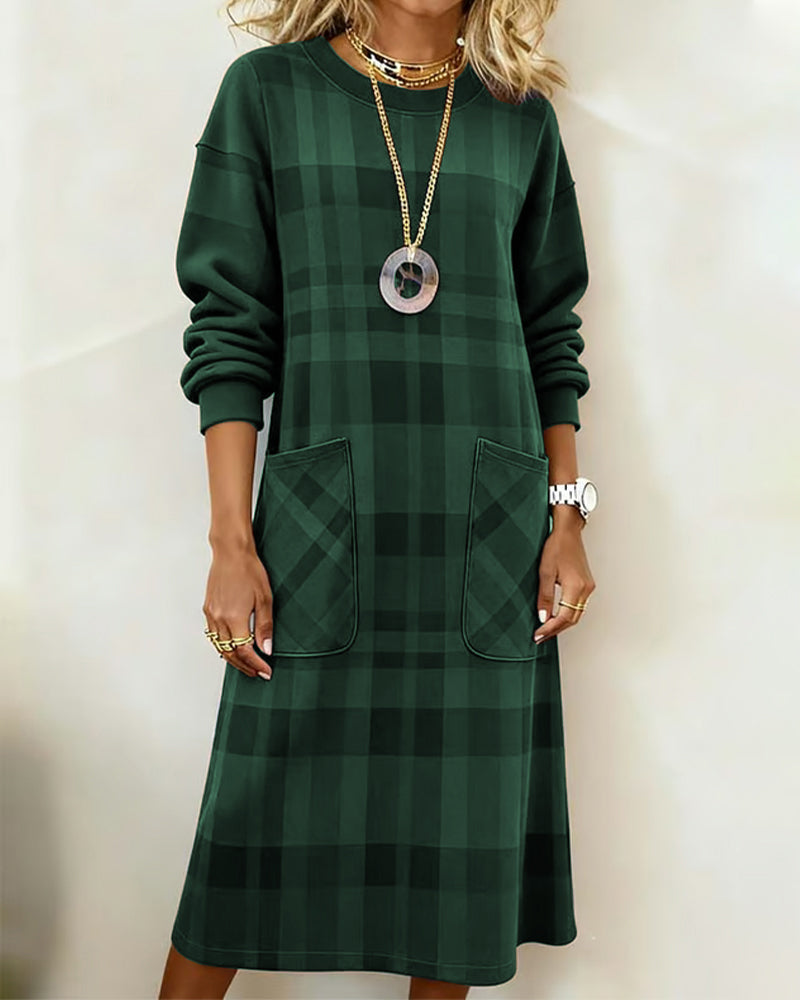 Fleur | Women's Plaid Shift Dress with Pockets