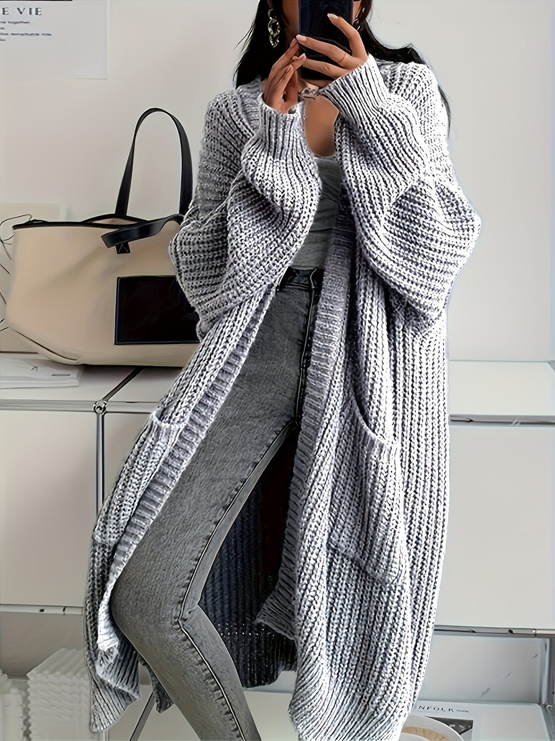 Camille | Women's Longline Open-Front Knit Cardigan