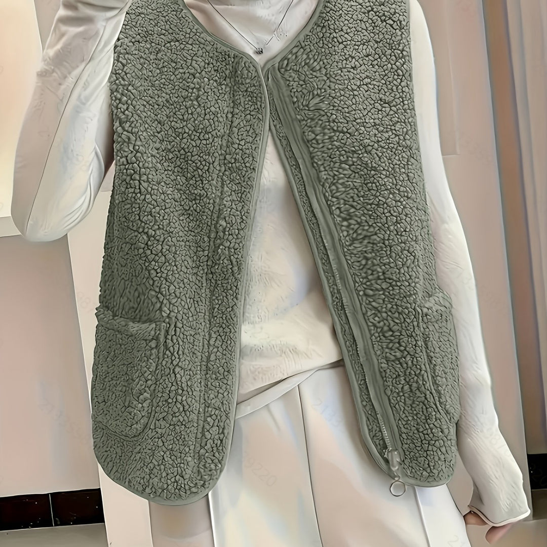 Elara | Women's Plush Zip-Up Vest