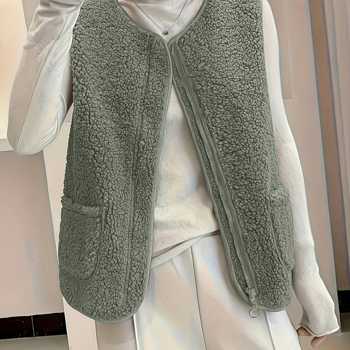 Elara | Women's Plush Zip-Up Vest