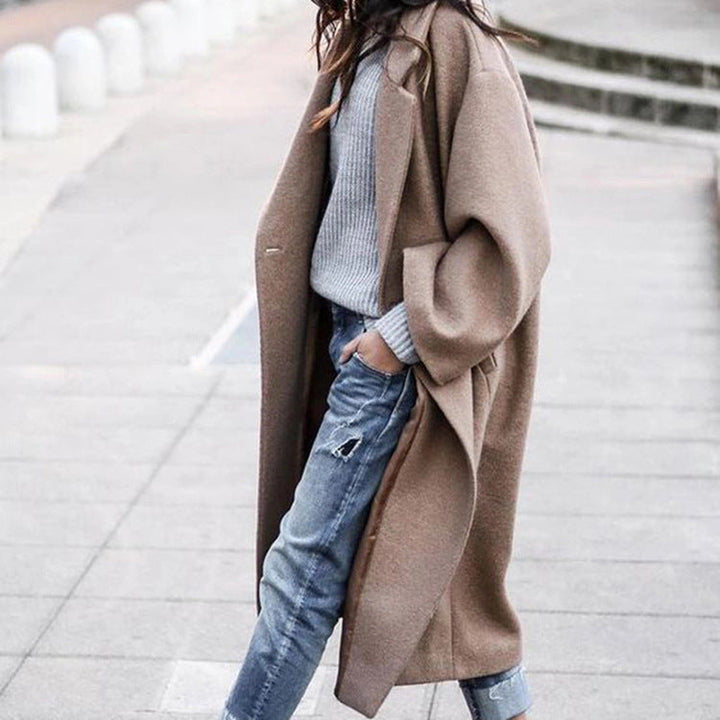 Ondine | Women's Long Single-Breasted Coat with Pockets